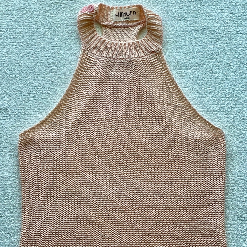Pink Knit High Neck Tank Large